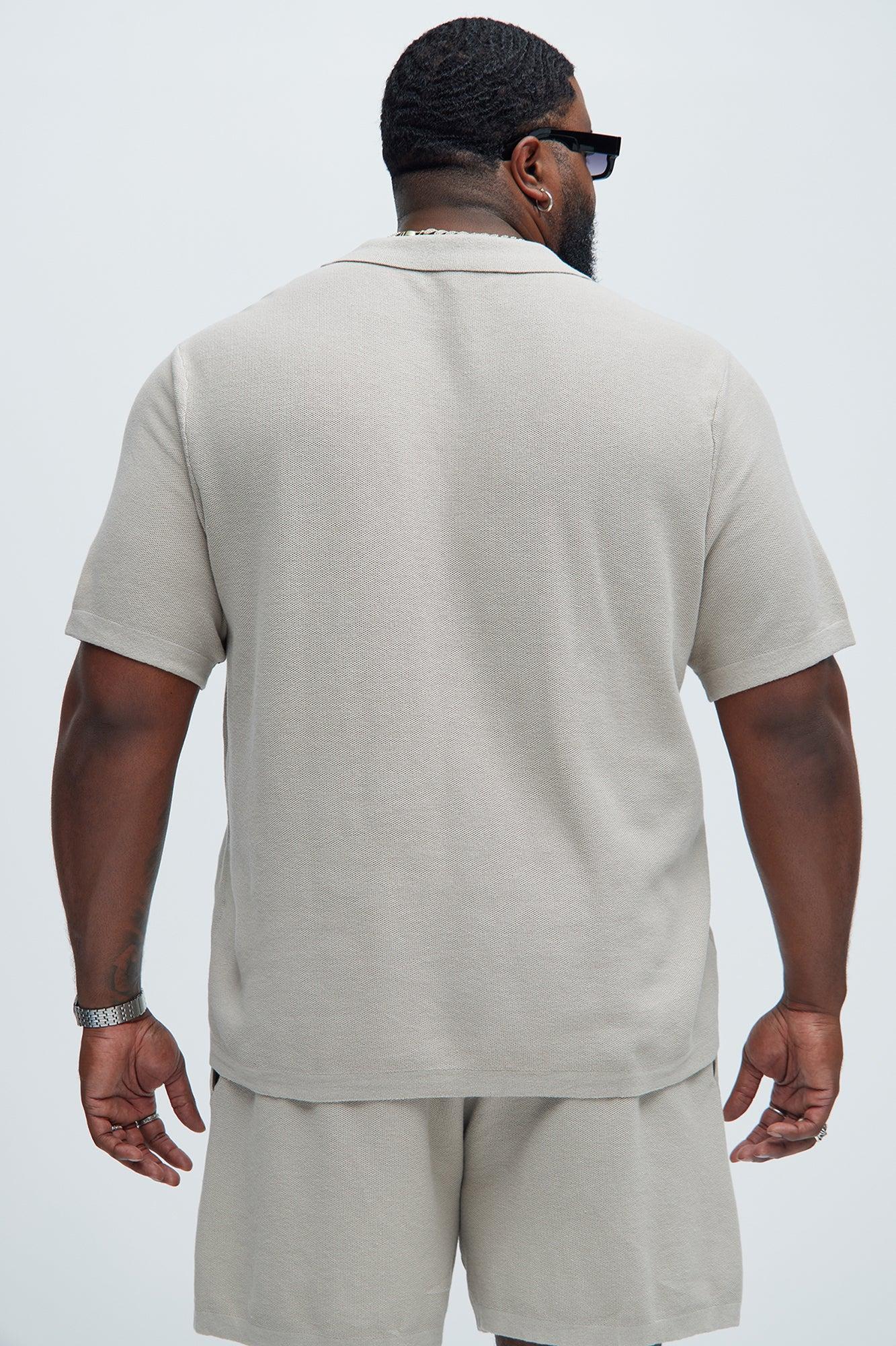 Chazin Textured Johnny Collar Shirt - Grey Product Image