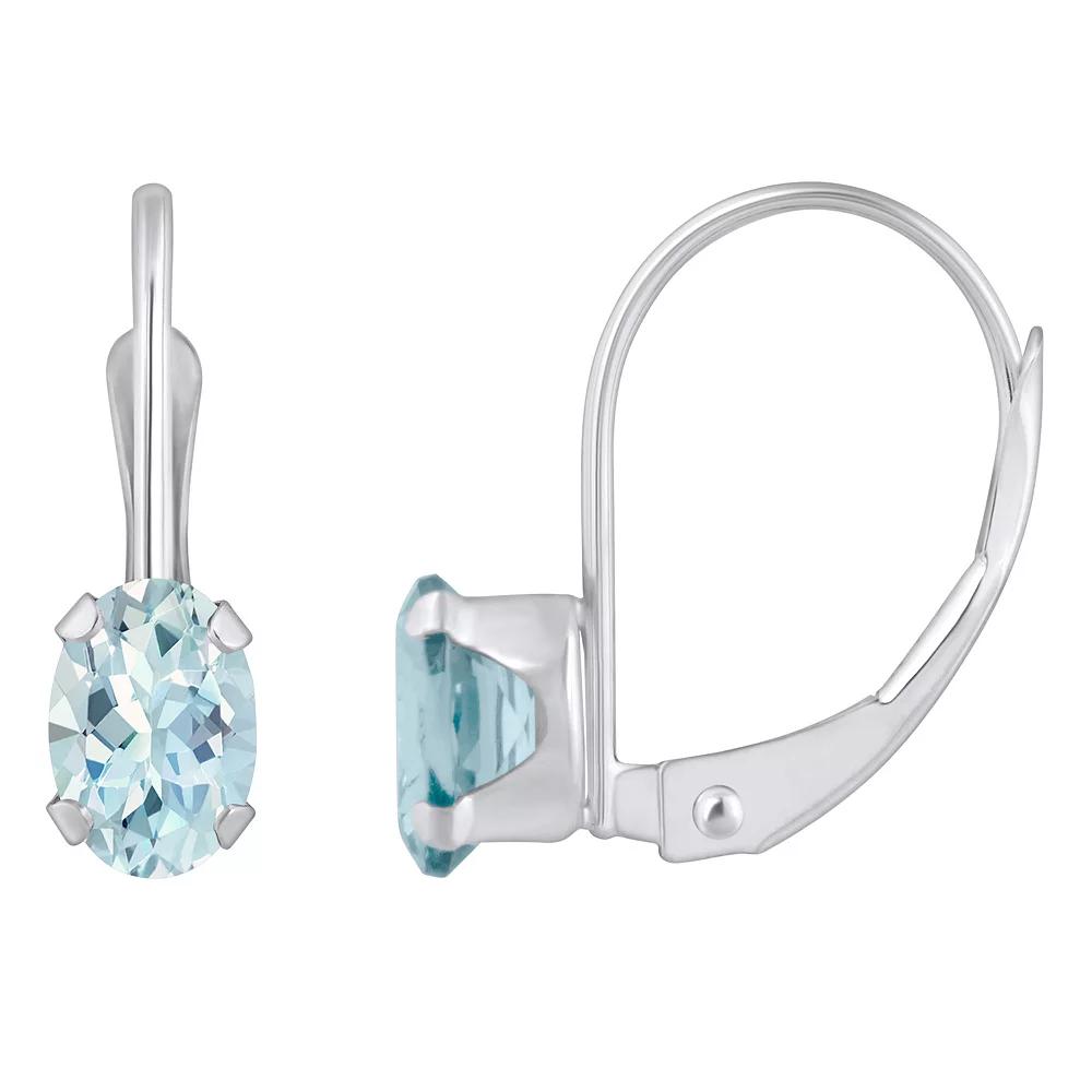 Celebration Gems 10k Gold Oval Aquamarine Leverback Earrings, Women's, 10k Whgold Product Image