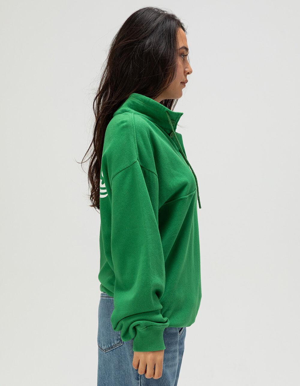 JUNK FOOD Philadelphia Mock 1/4 Button Up Sweatshirt - GREEN Product Image