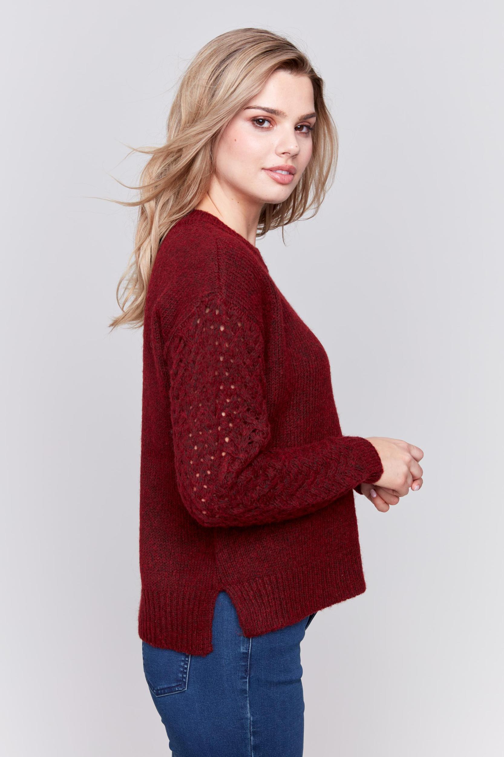 Crew-Neck Plushy Yarn Sweater Product Image