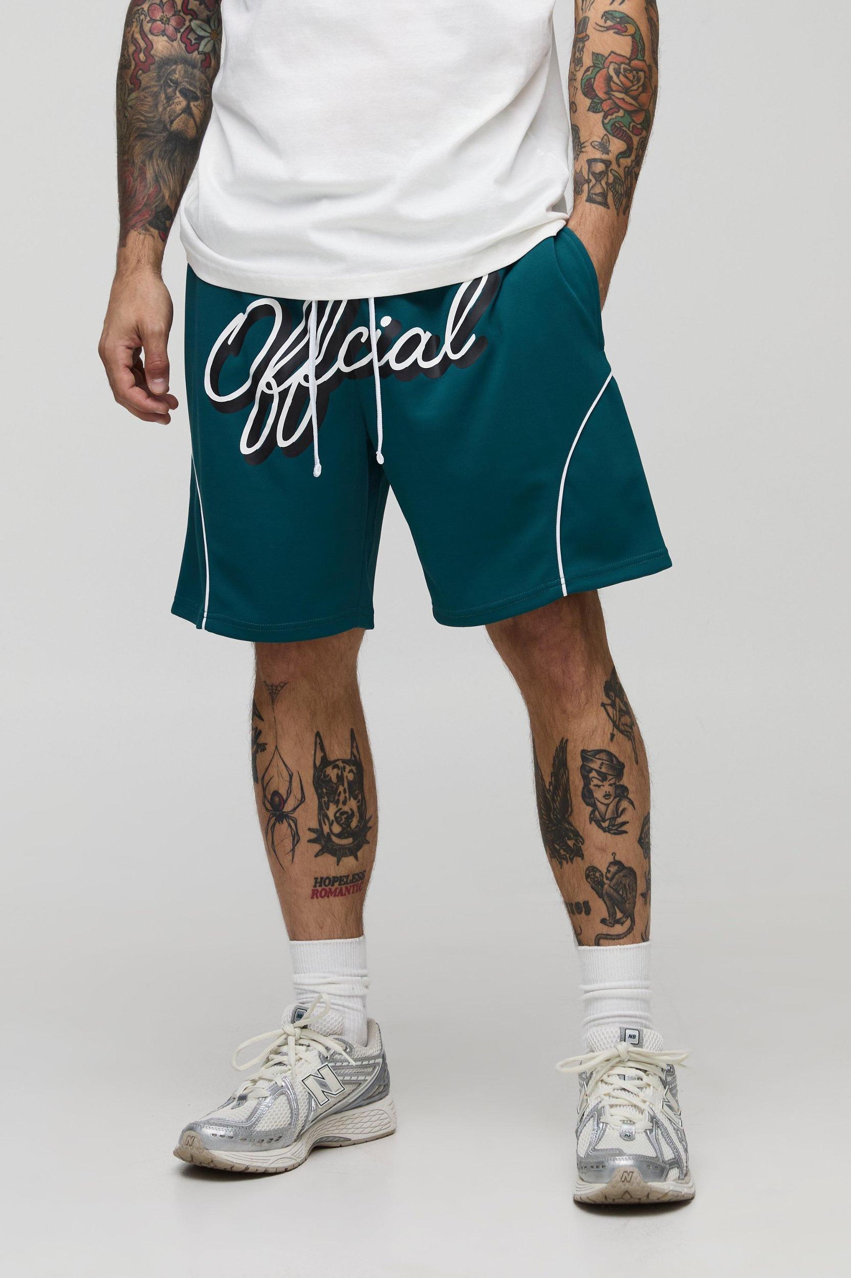 Official Relaxed Mid Length Sports Shorts | boohooMAN USA Product Image
