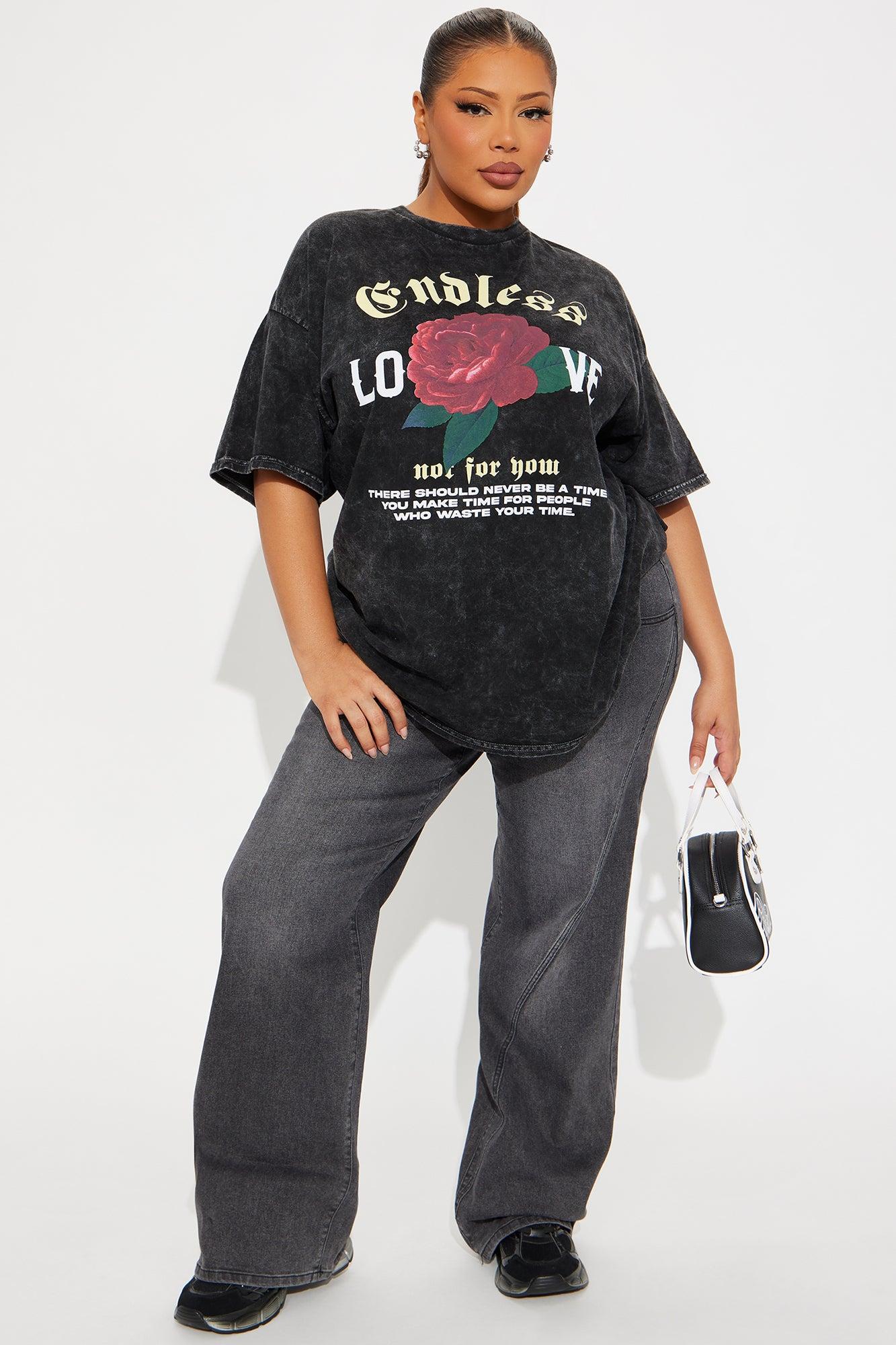 Endless Love Washed Oversized Tee - Black Product Image