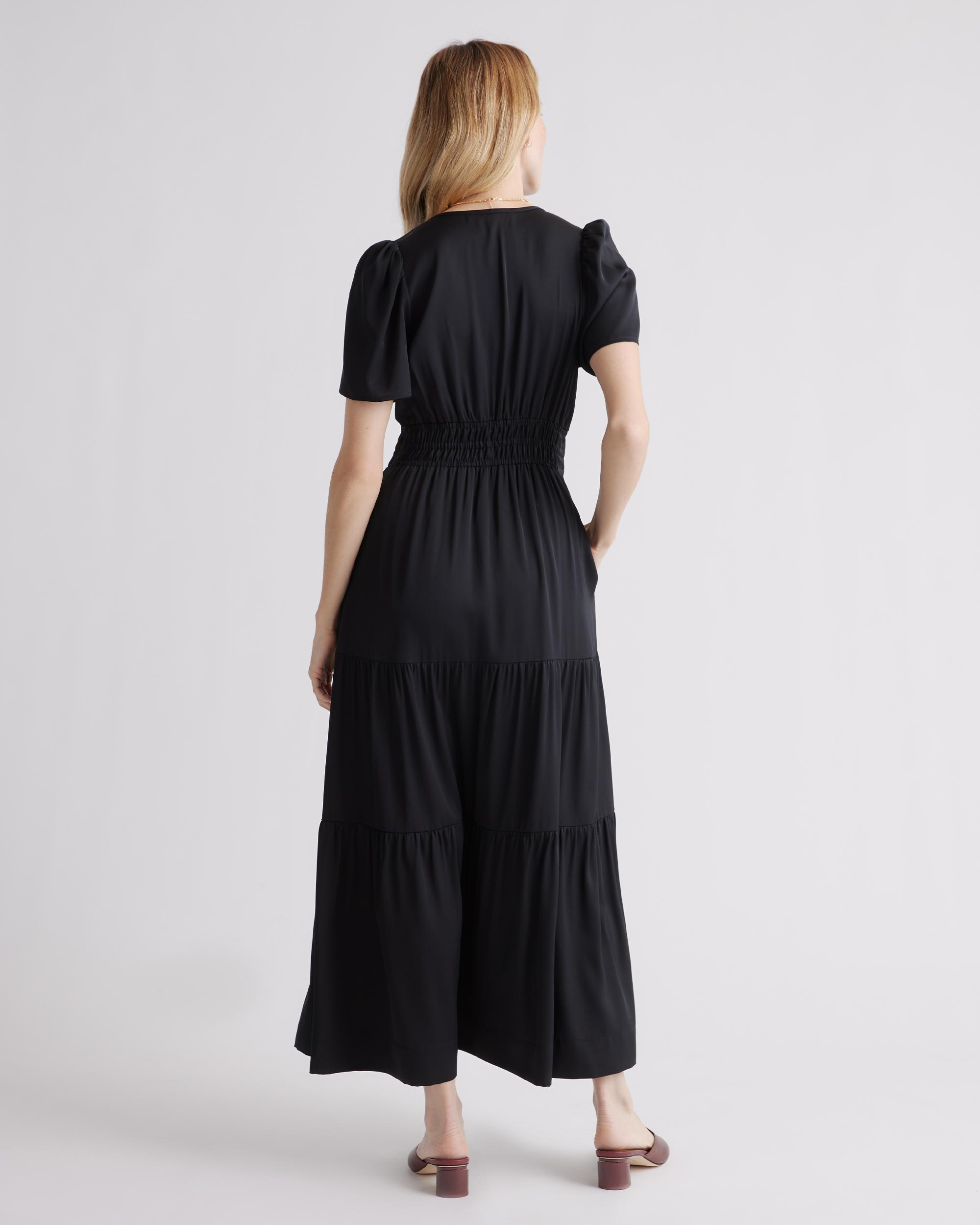 Quince | Women's Washable Stretch Silk Tiered Maxi Dress Product Image