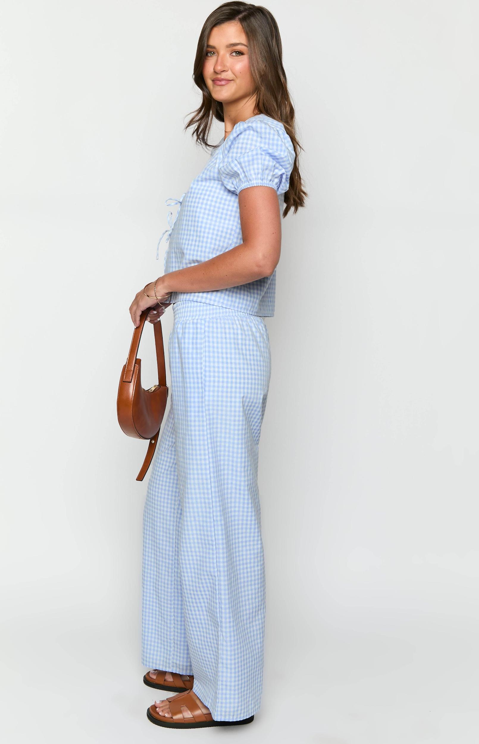 Lunya Blue Gingham Pants Baby Product Image