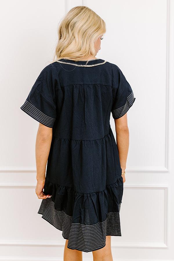 Lake Day Bliss Tiered Mini Dress in Navy Product Image