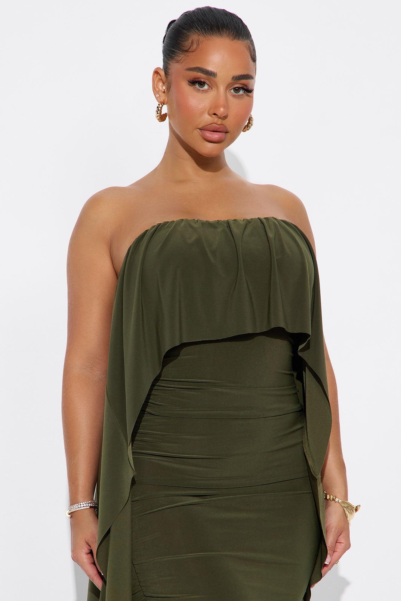 Sammy Ruched Maxi Dress - Olive Female Product Image