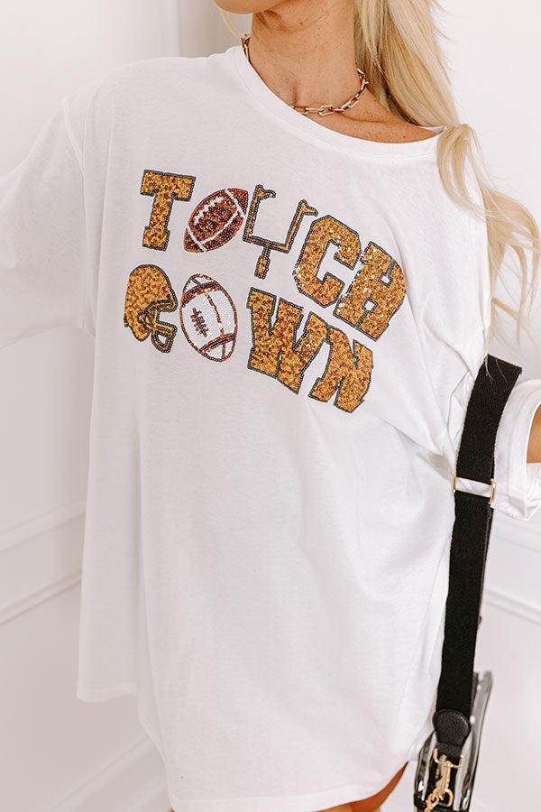 The Final Touch Down Sequin Oversized Tee in White Curves Product Image