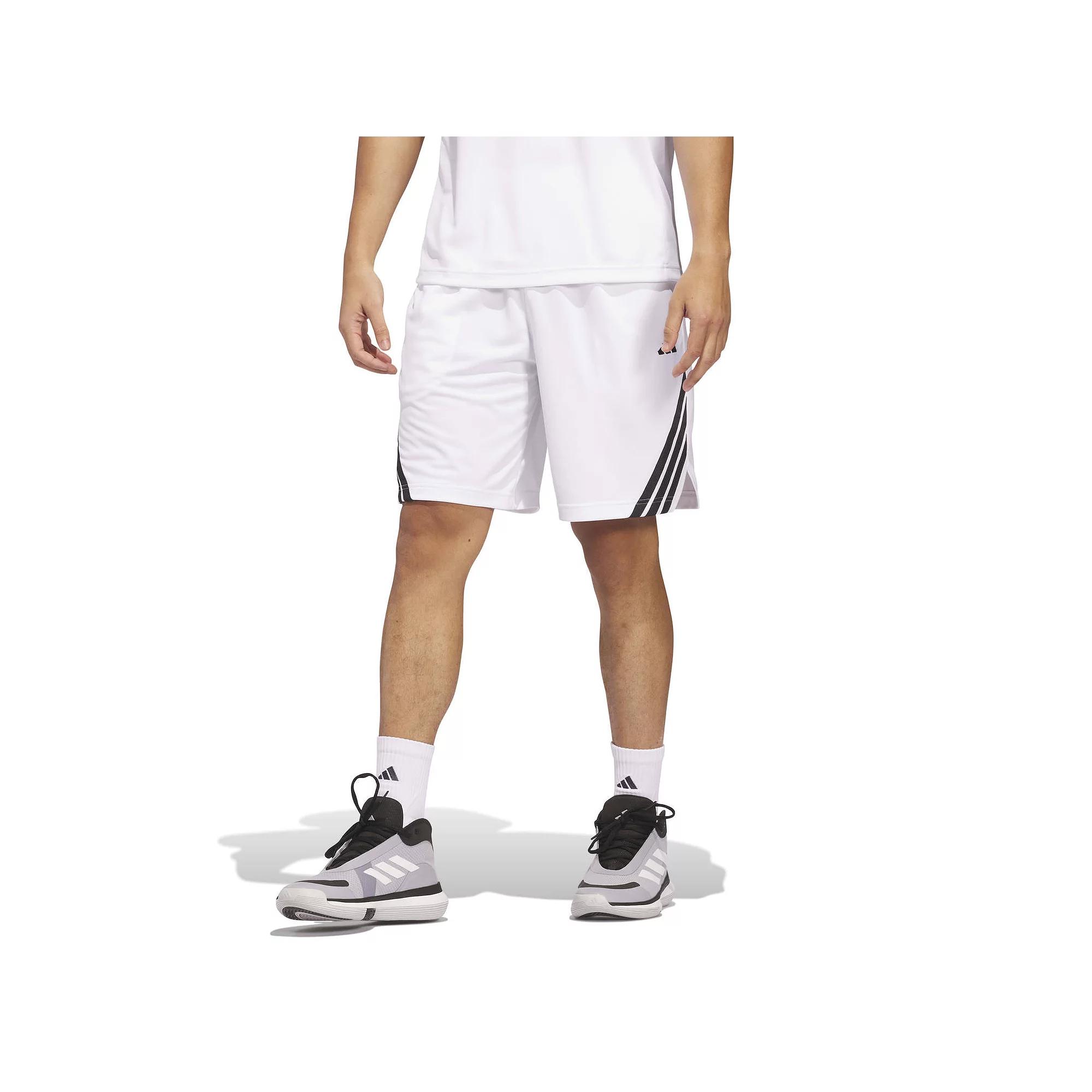 Men's adidas Legends 3-Stripes Basketball Shorts, Size: XL 9 INCH, White Black Product Image