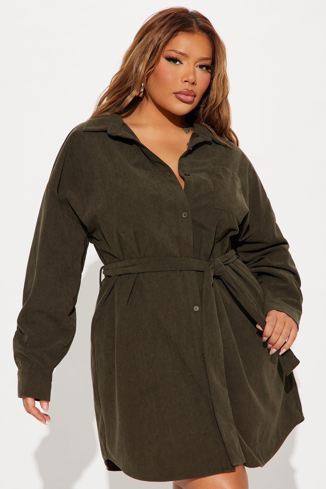 Lee Corduroy Mini Shirt Dress - Hunter Product Image