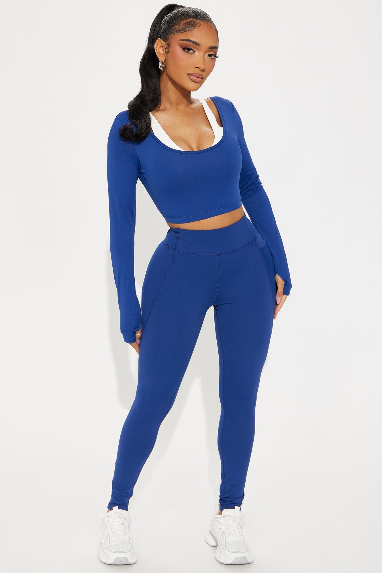 Match Point Twofer Long Sleeve Active Top - Midnight Blue Product Image