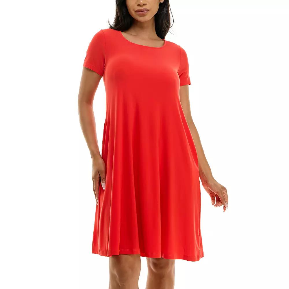 Women's Nina Leonard Lace-Up Back Swing Dress,  Product Image