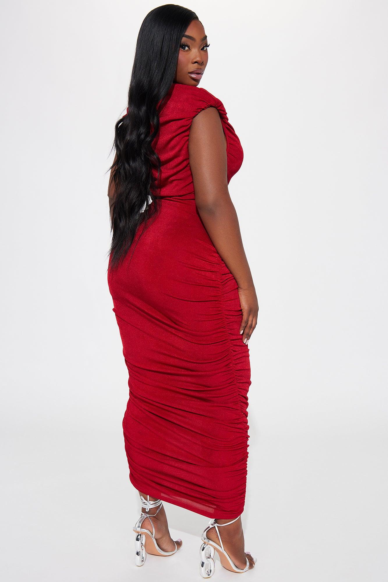 Sofie Ruched Maxi Dress - Red Product Image