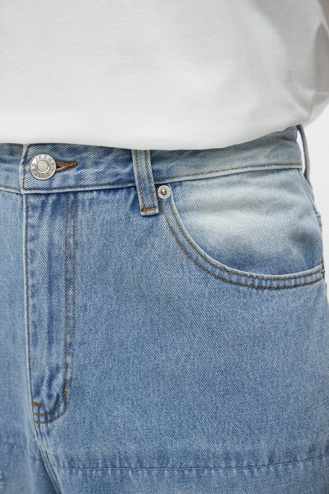 Baggy Busy In These Streets Destroyed Jeans - Light Blue Wash Male Product Image