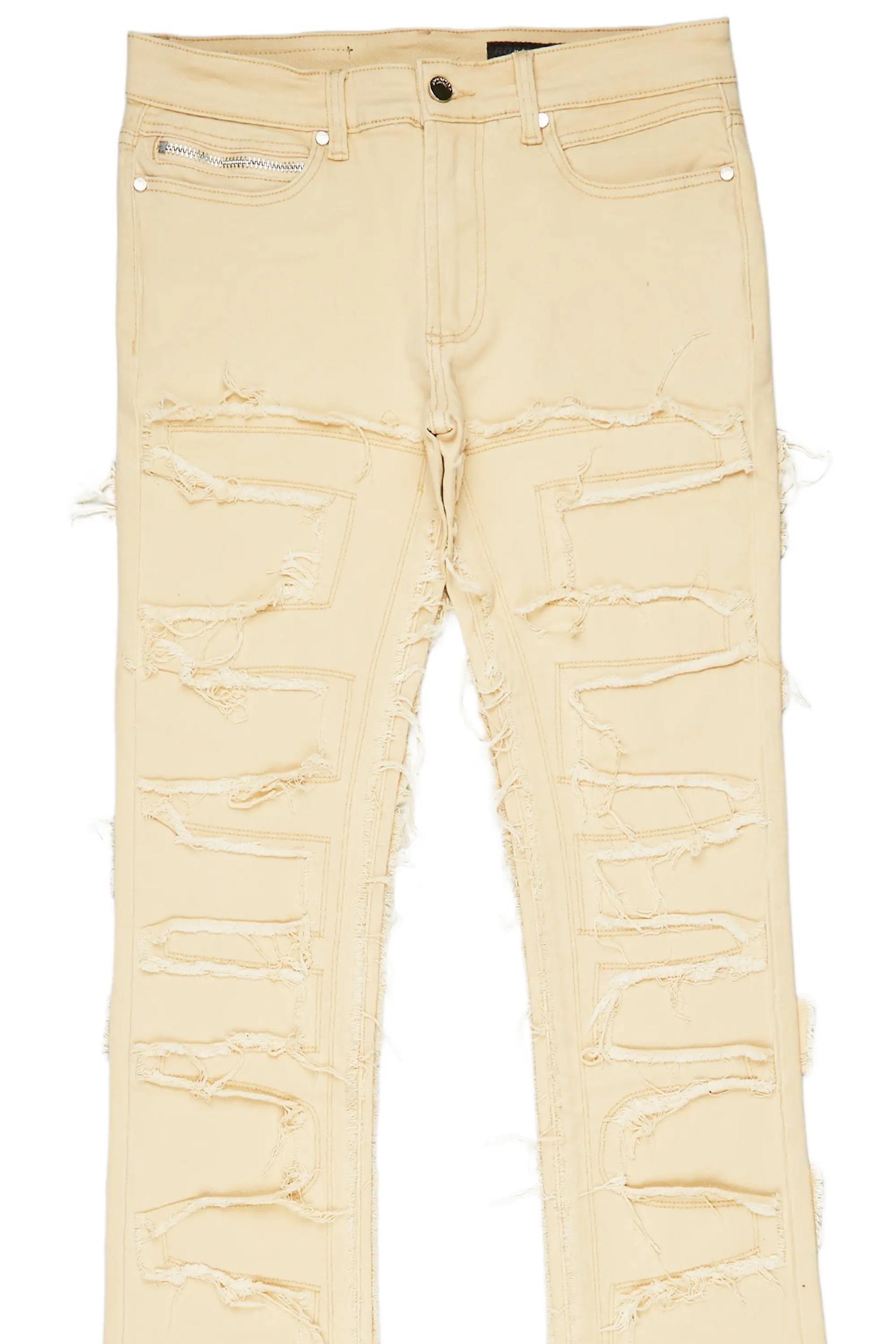 Hallie Beige Super Stacked Flare Jean Male Product Image