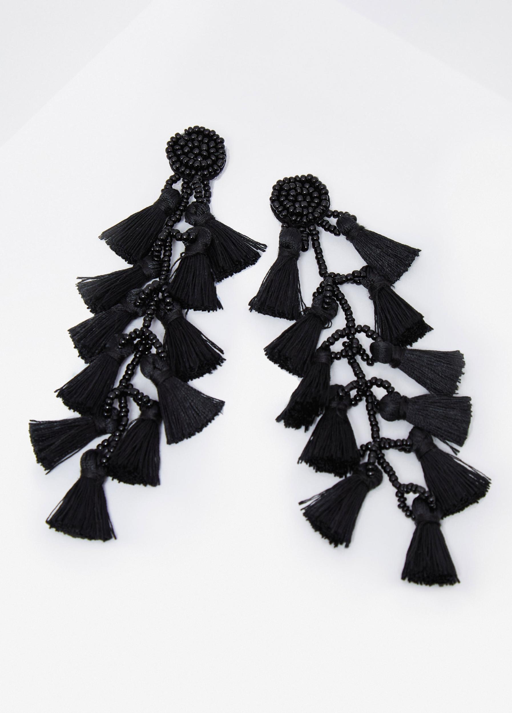 Bead And Tassel Dangle Earrings Product Image