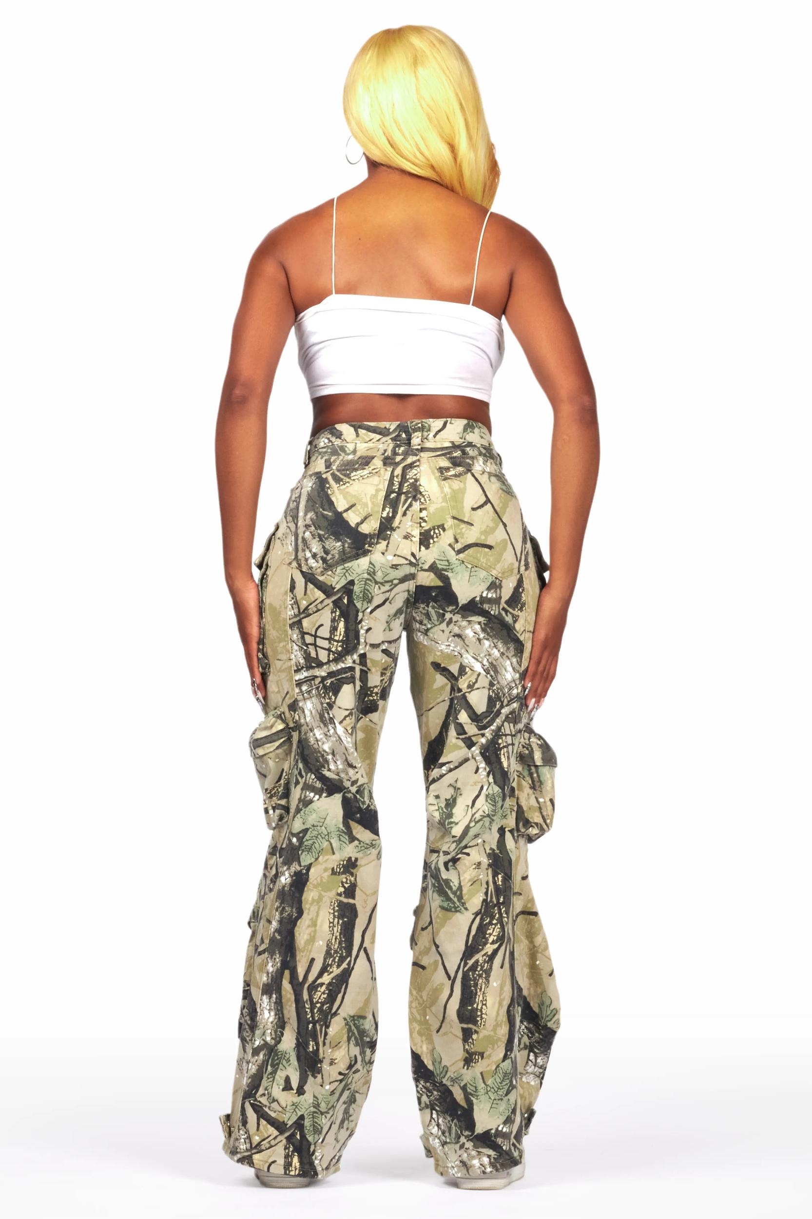 Nakia Tree Camo Cargo Wide Leg Jean Female Product Image