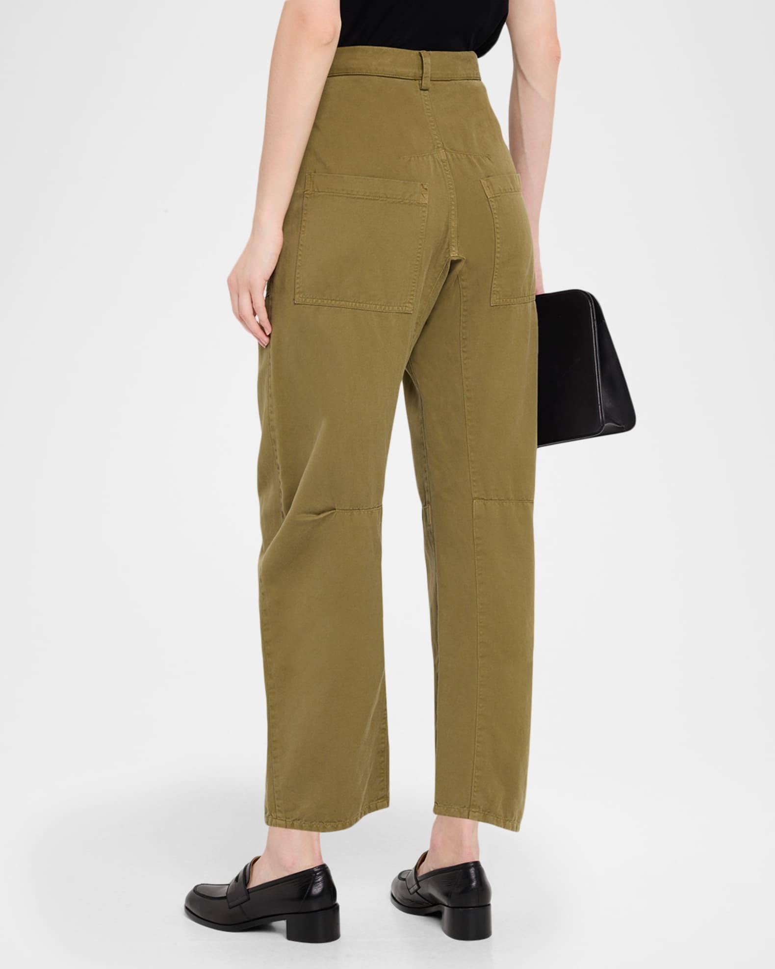 Shon Olive Green Barrel-Leg Ankle Pants Product Image
