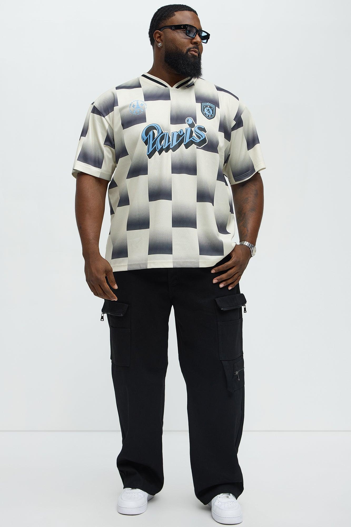 Checkered Paris Short Sleeve Soccer Jersey - Off White/combo Product Image