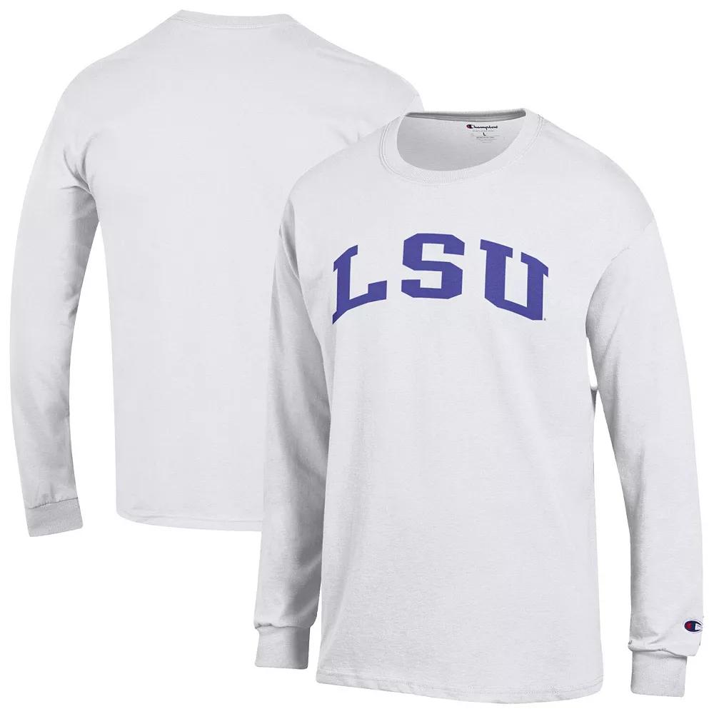 Men's Champion White LSU Tigers Basic Arch Long Sleeve T-Shirt,  Product Image