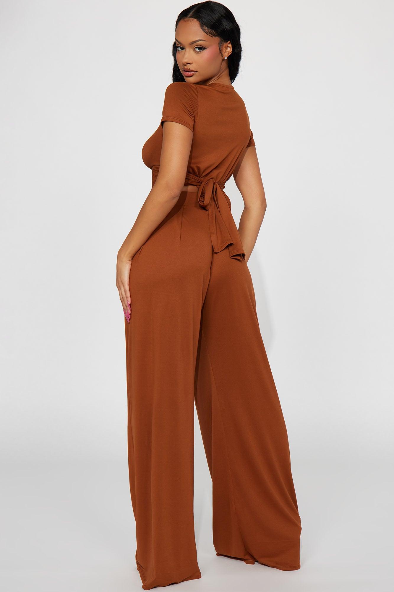 Casually Chic Wide Leg Pant Set - Mocha Product Image