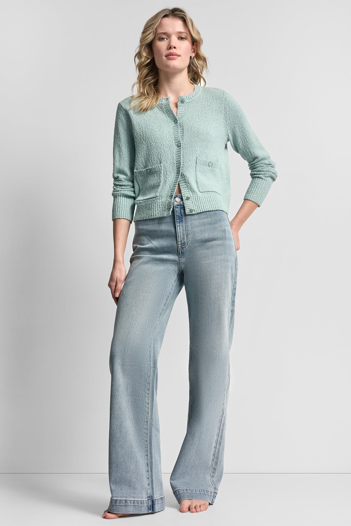 CREW NECK CARDIGAN WITH PATCH POCKETS Product Image