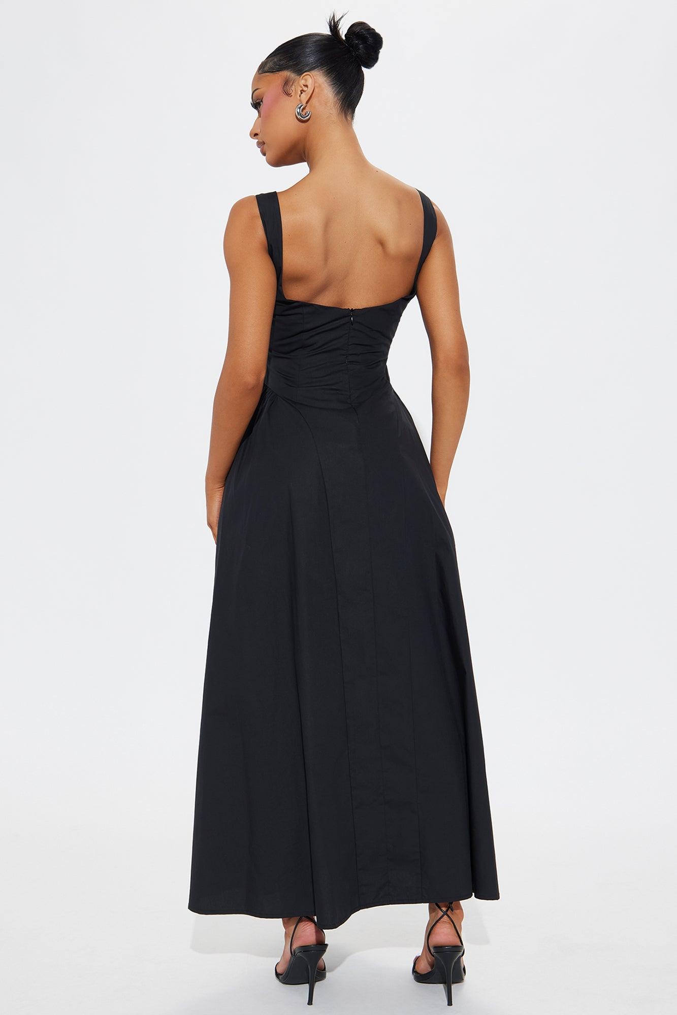 Elena Poplin Maxi Dress - Black Product Image