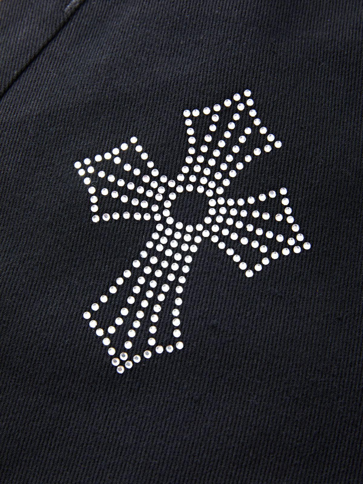 Men's Cross Rhinestone Loose Fit Jeans Product Image