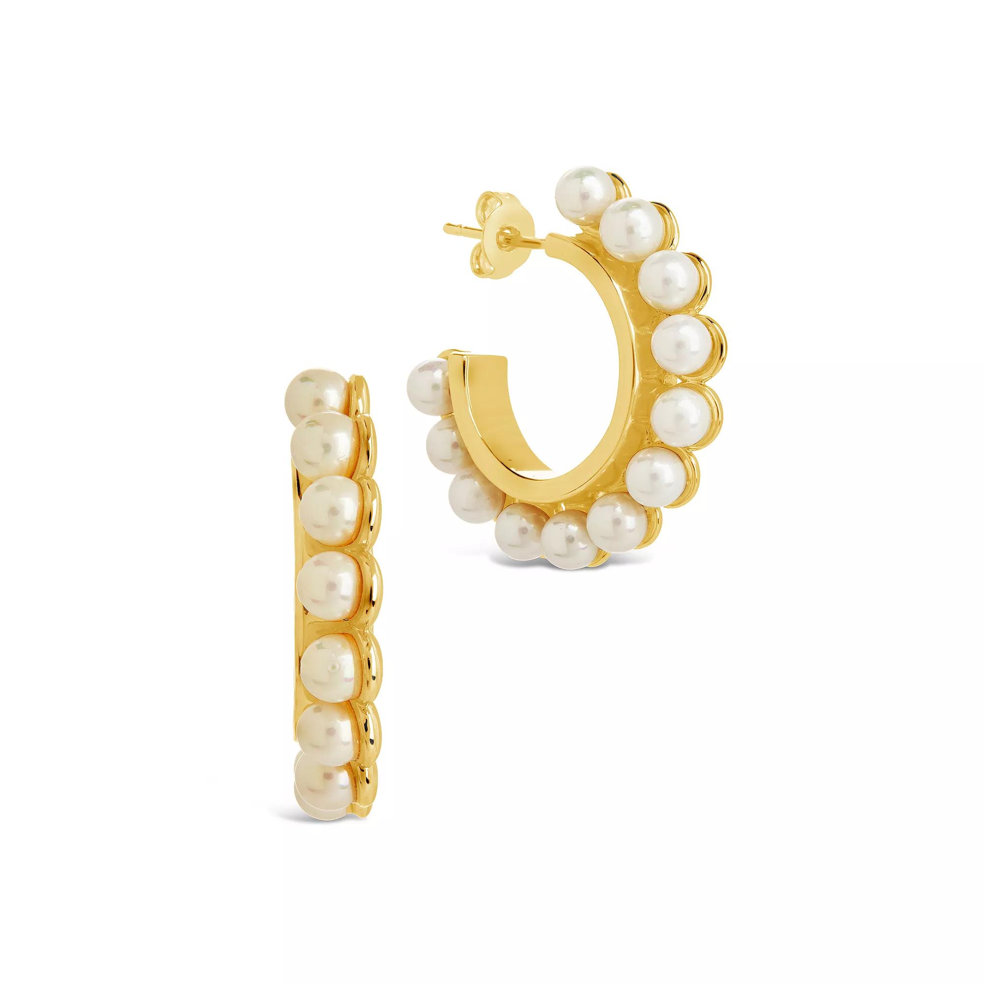 MC Collective Dyed Simulated Pearl Bubble Hoop Earrings, Women's, Gold Tone Product Image