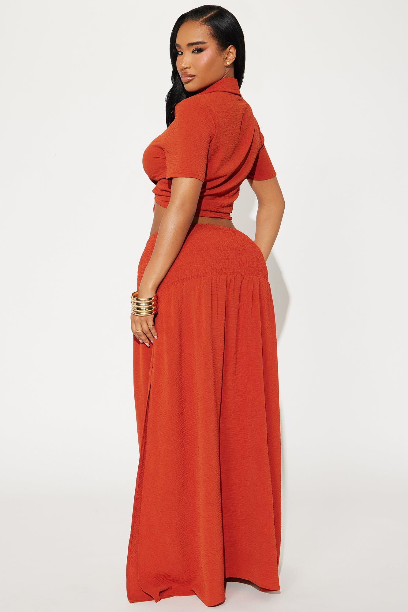 Sundown Stroll Maxi Skirt Set - Rust Product Image