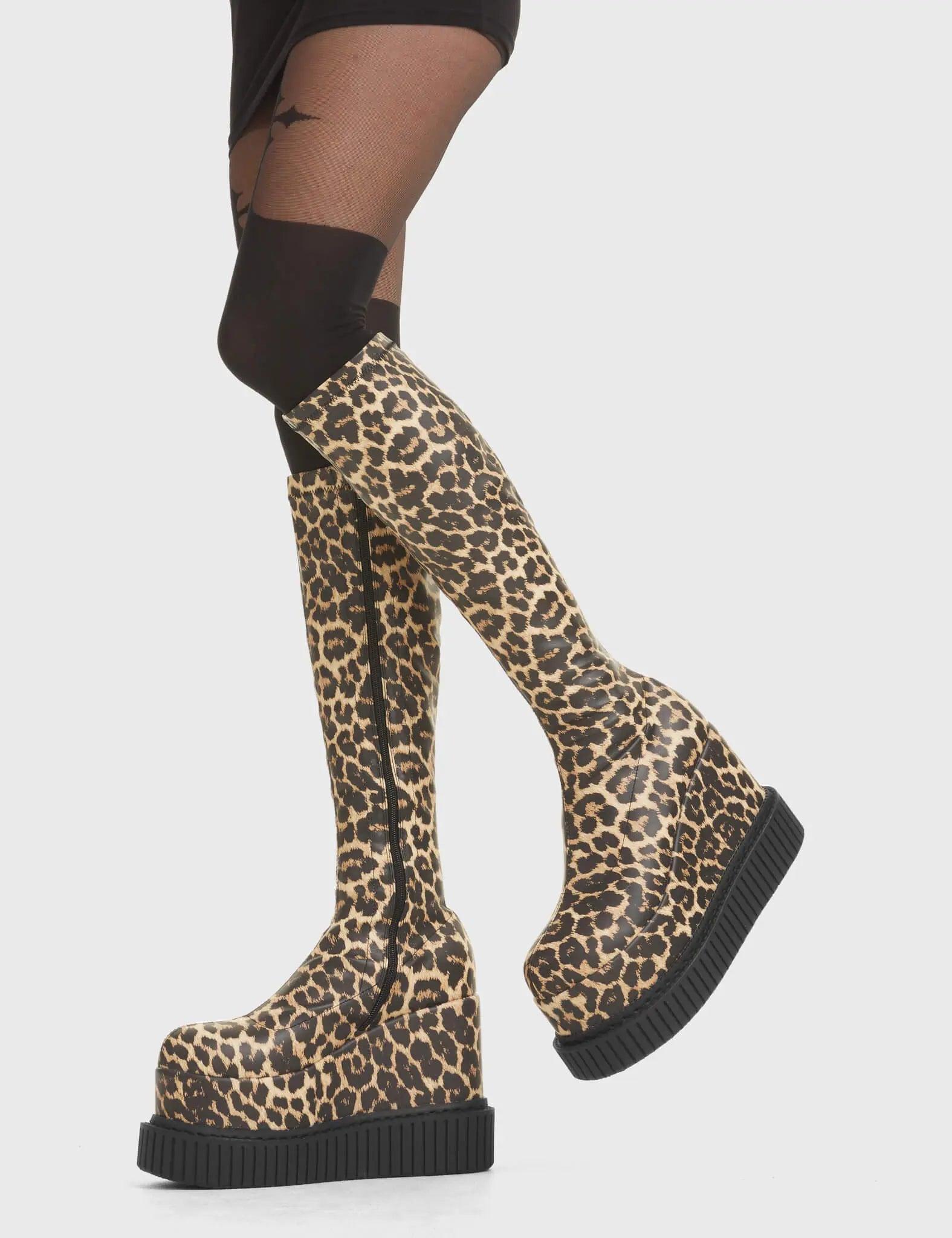 You're Wild Chunky Platform Creeper Knee High Boots Product Image