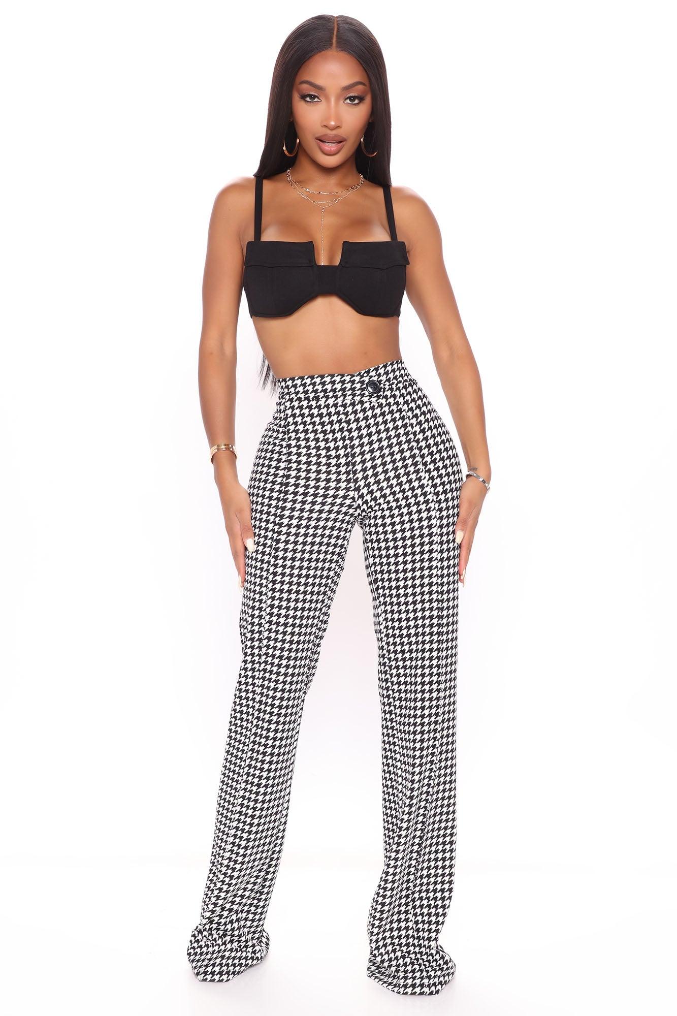 Check Back Later Wide Leg Pants - Black/White Product Image