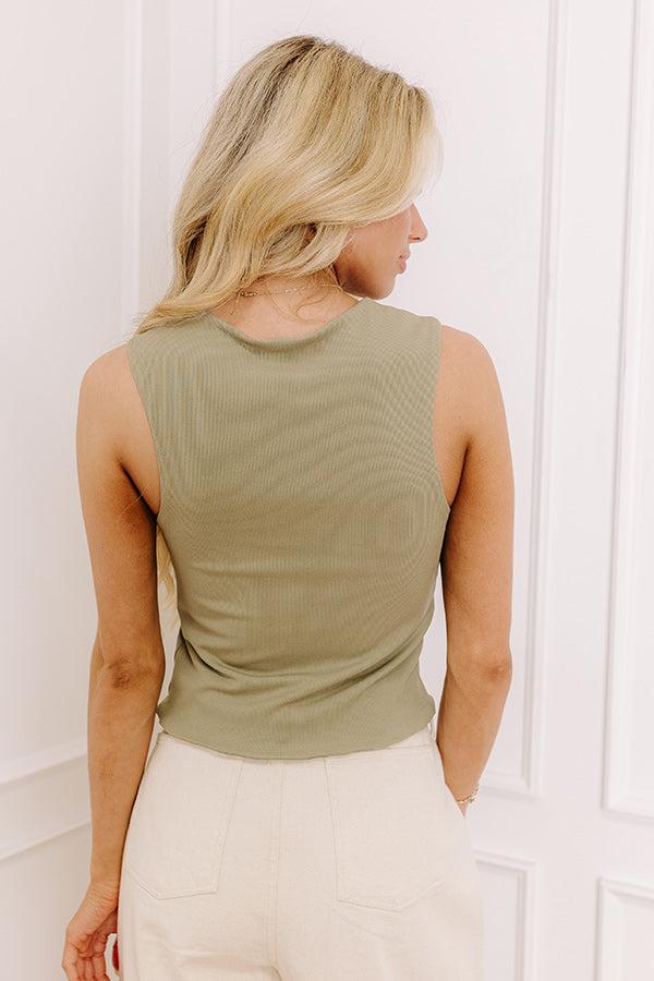 Downtown Diva Ribbed Top in Sage Product Image