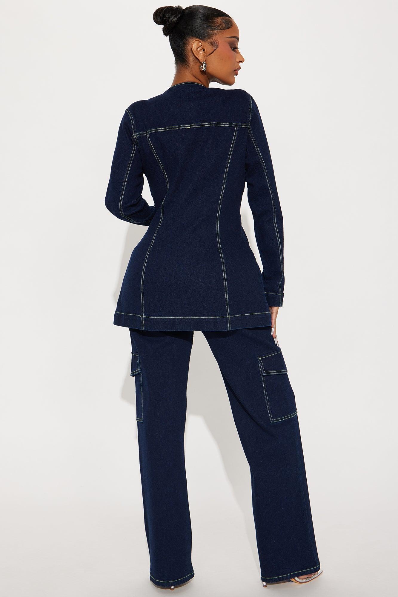 Sofia Denim Pant Set - Dark Denim Product Image