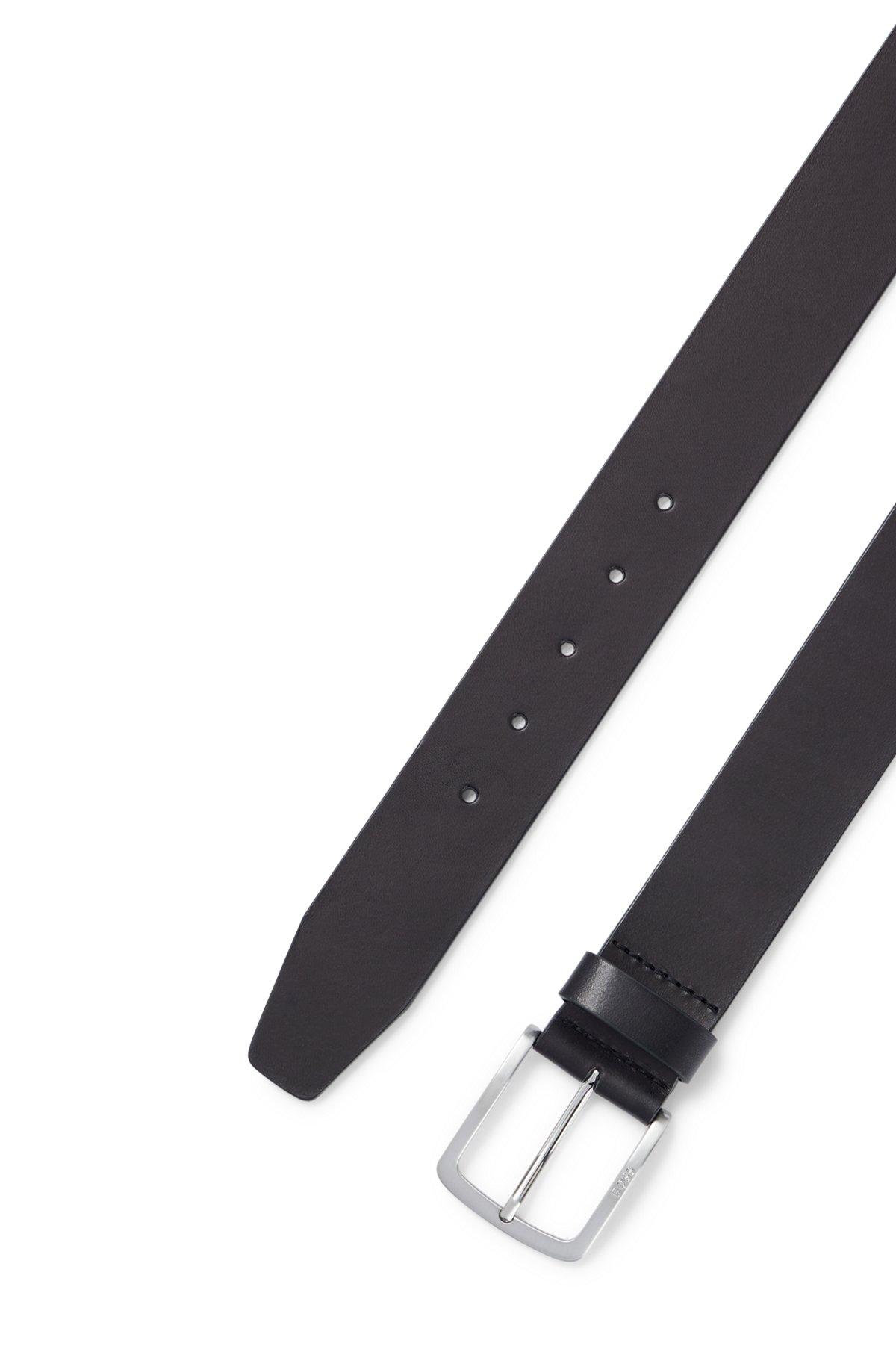 Italian-leather belt with logo-engraved buckle Product Image