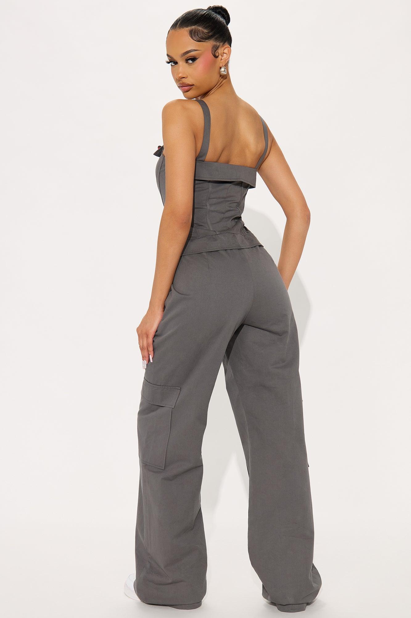 Crossing Your Path Jumpsuit - Charcoal Female Product Image