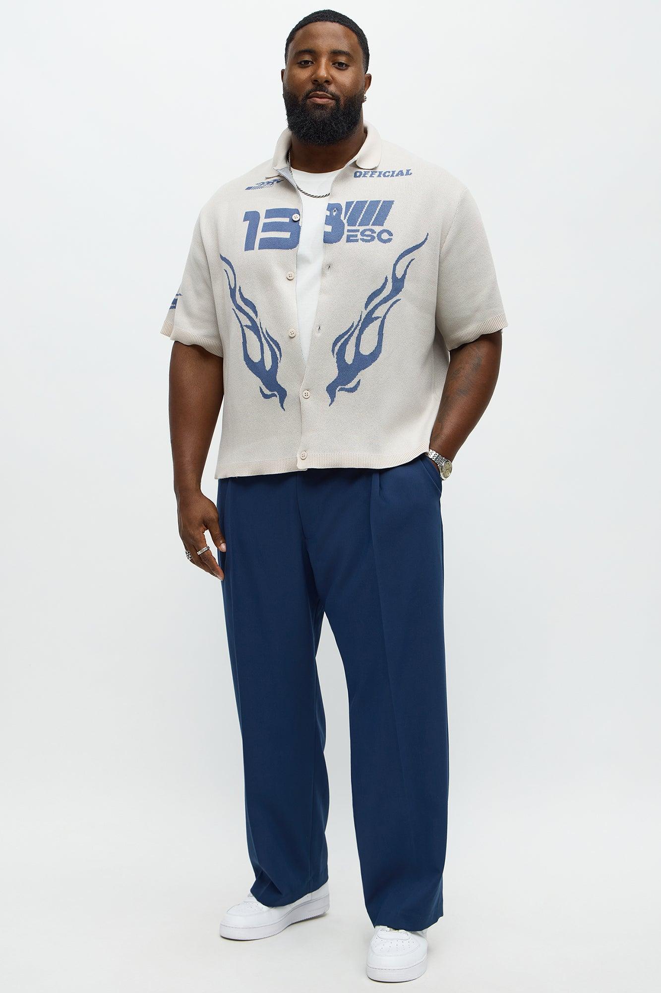 Regular Fit 13 Button Up Sweater Shirt - Cream/combo Male Product Image