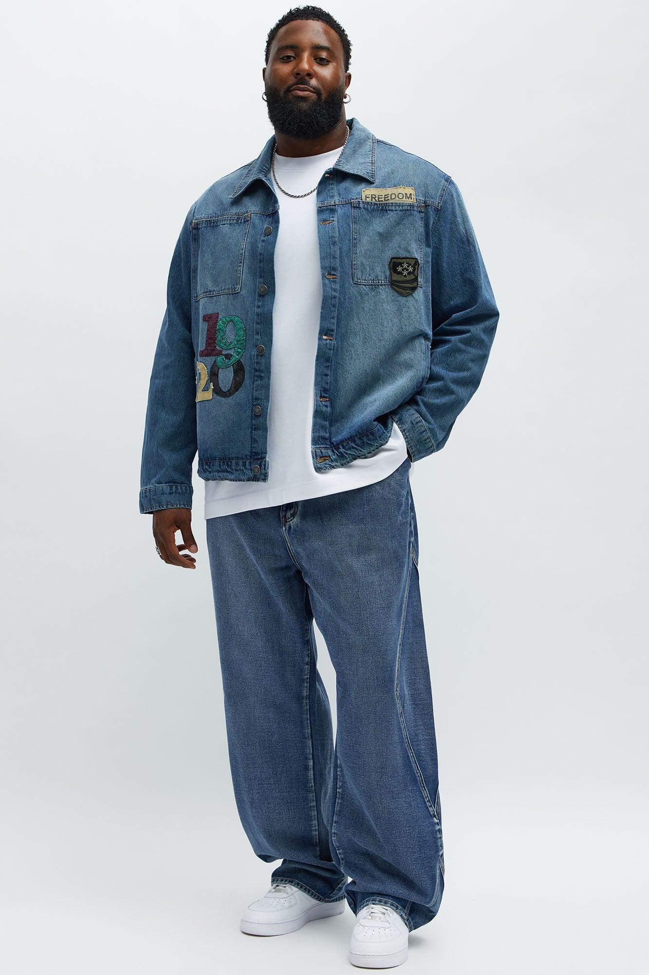 Been About It Freedom Patched Trucker Jacket - Medium Blue Wash Male Product Image