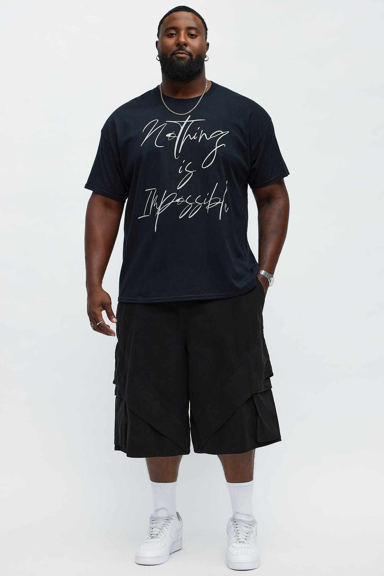 Baggy Hidden Lines Cargo Shorts - Black Male Product Image