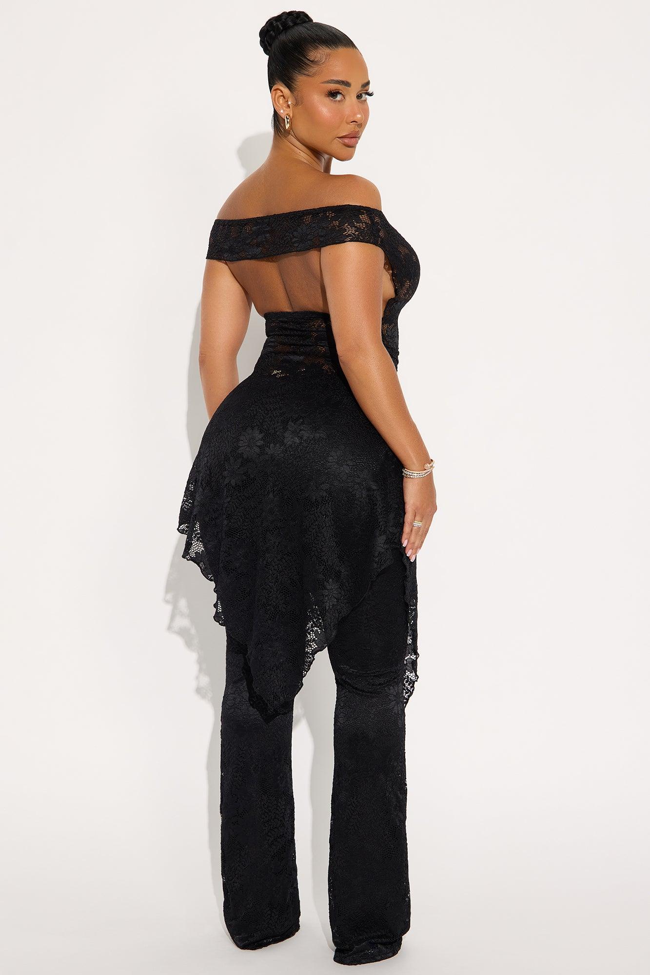 Genesis Lace Off Shoulder Pant Set - Black Female Product Image