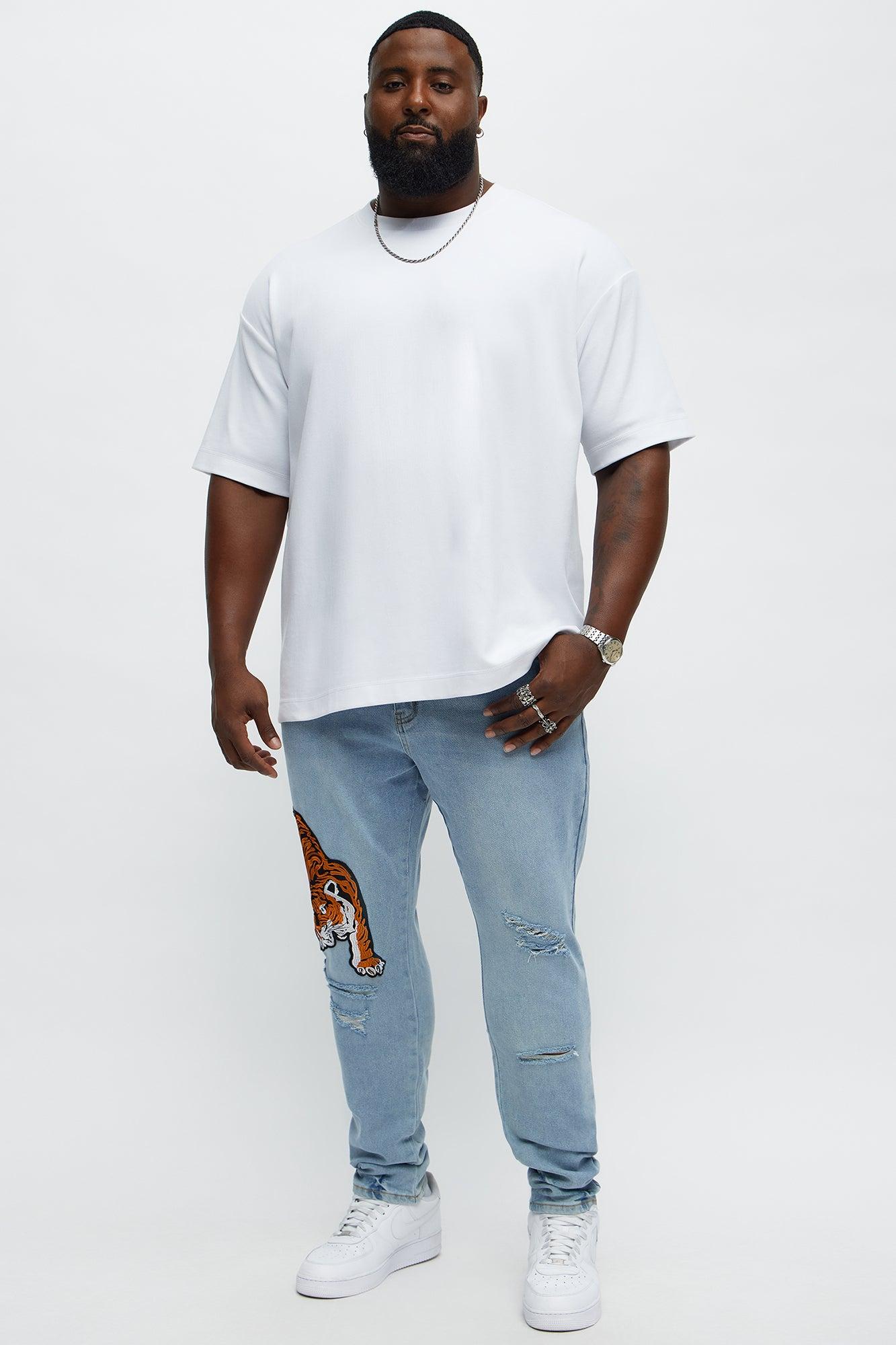 Tiger Patched Distressed Skinny Jeans - Light Wash Product Image