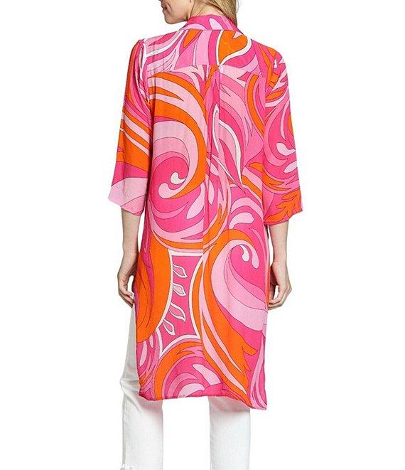 APNY V-Neck 3/4 Sleeve Woven Print Tunic Product Image