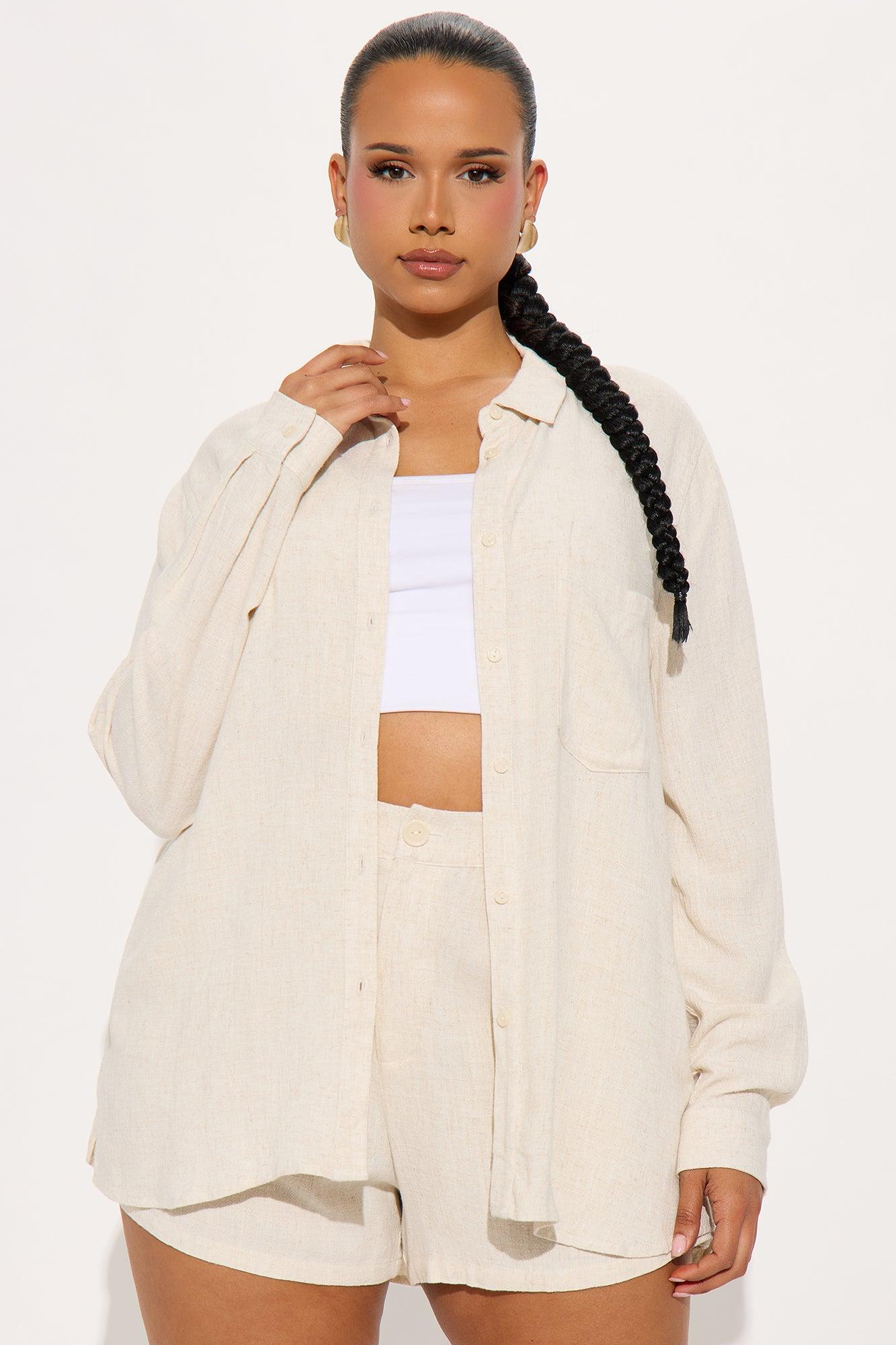 Lia Linen Short Set - Beige Product Image