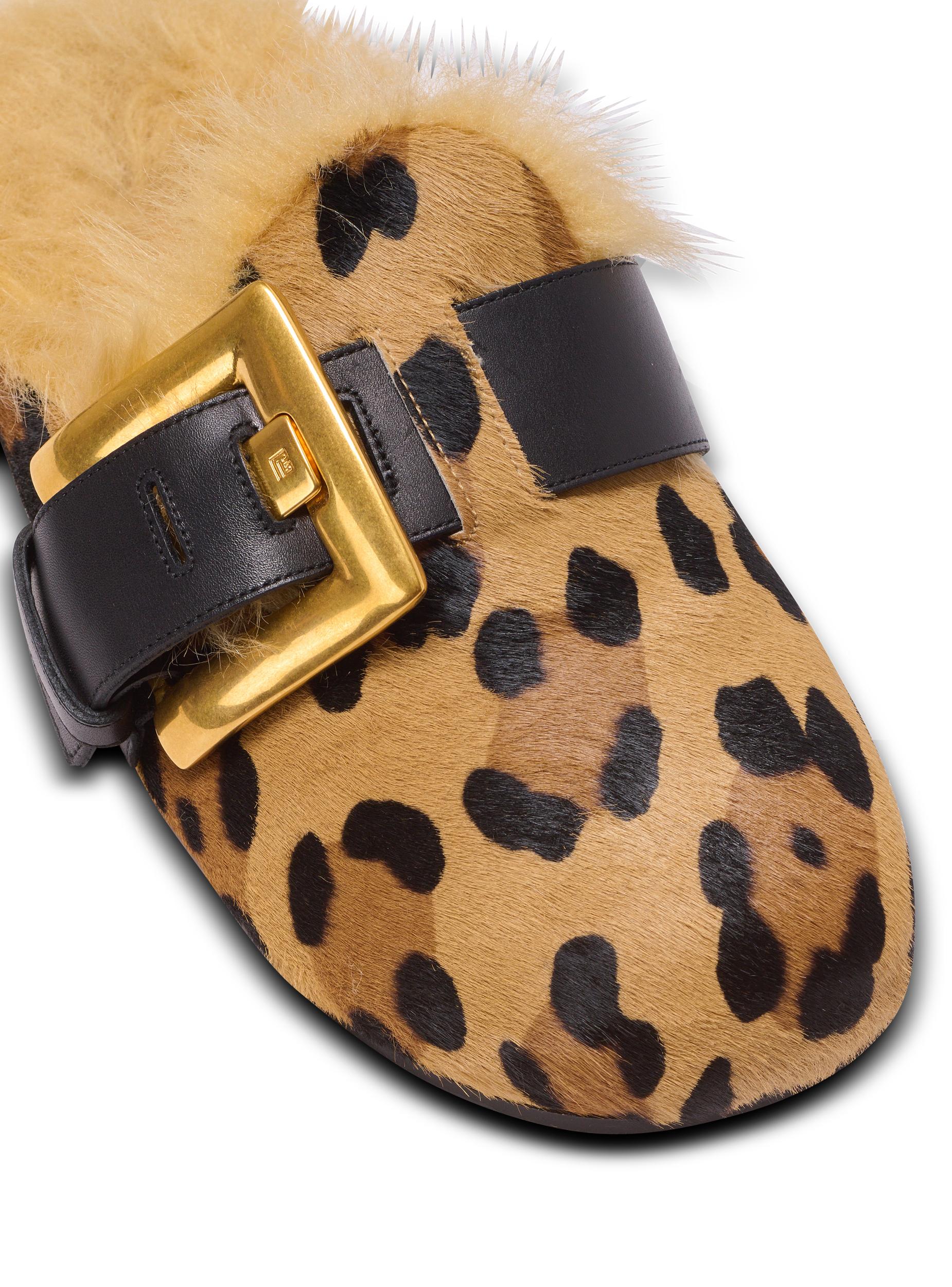 Anthem leopard print ponyskin leather and faux fur mules Product Image