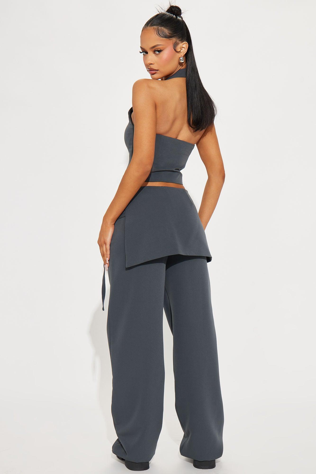 Shelly Vest Pant Set - Grey Product Image