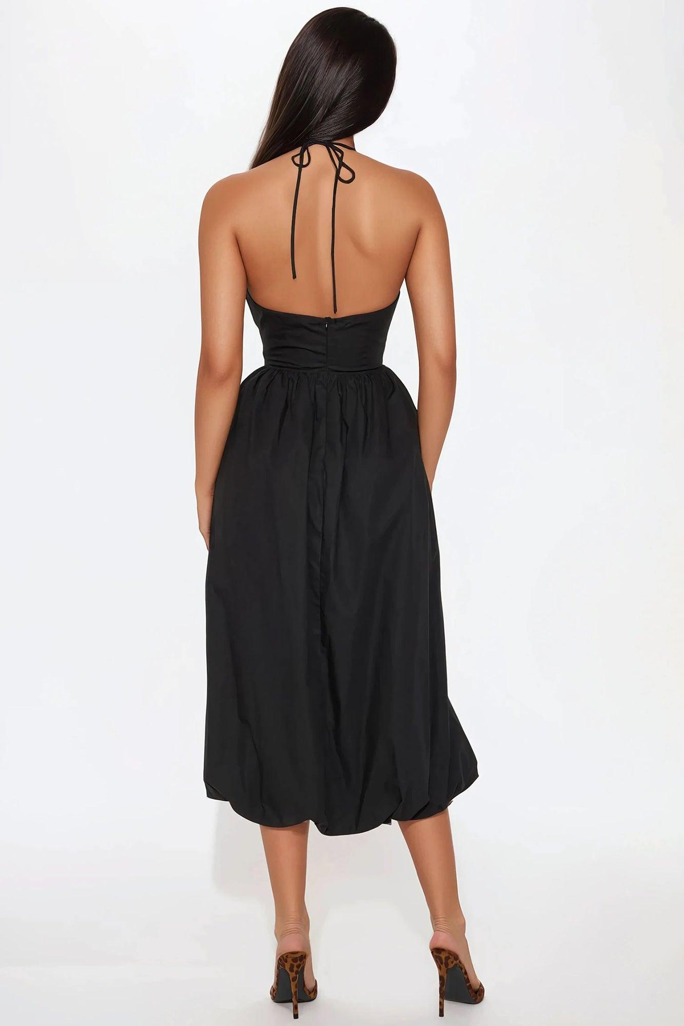 Melinda Poplin Midi Dress - Black Product Image