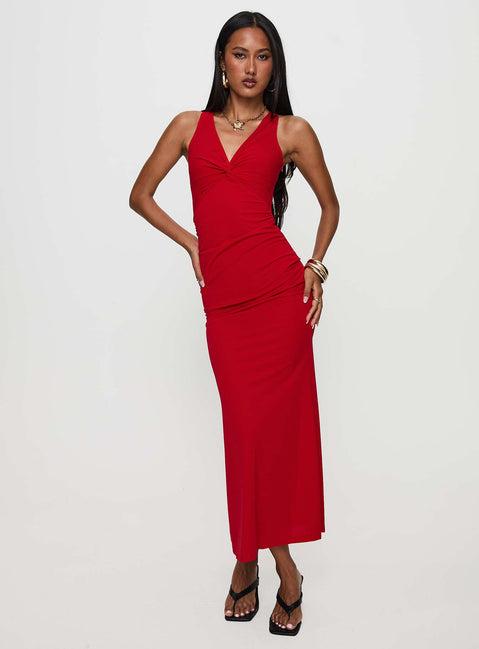 Mesmerise Halter Maxi Dress Red Product Image