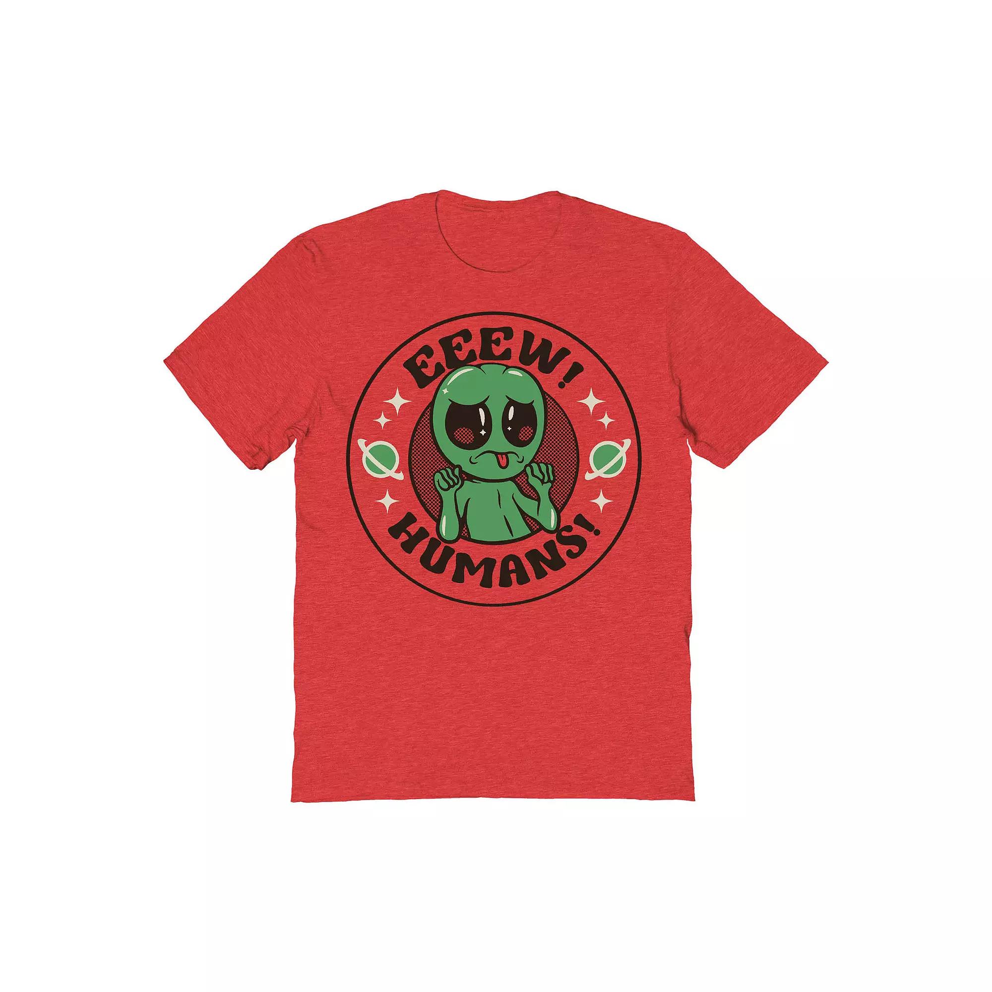 Men's COLAB89 by Threadless Eeew Humans Graphic Tee, Size: XXL, Grey Red Product Image