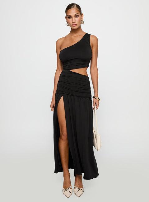 Magnetize Ruched Maxi Dress Black Product Image