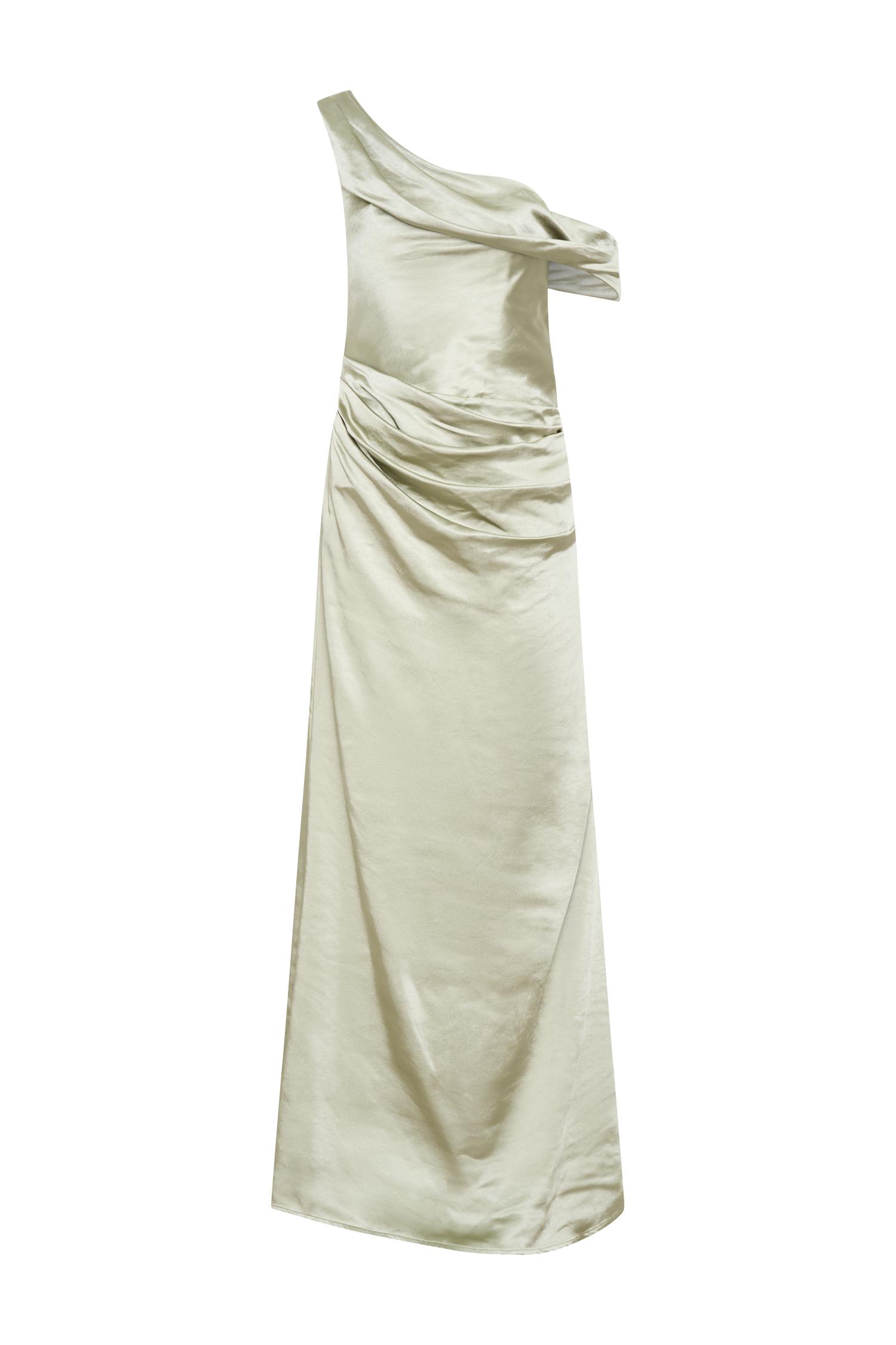 Dalia Off Shoulder Satin Maxi Dress - Sage Product Image