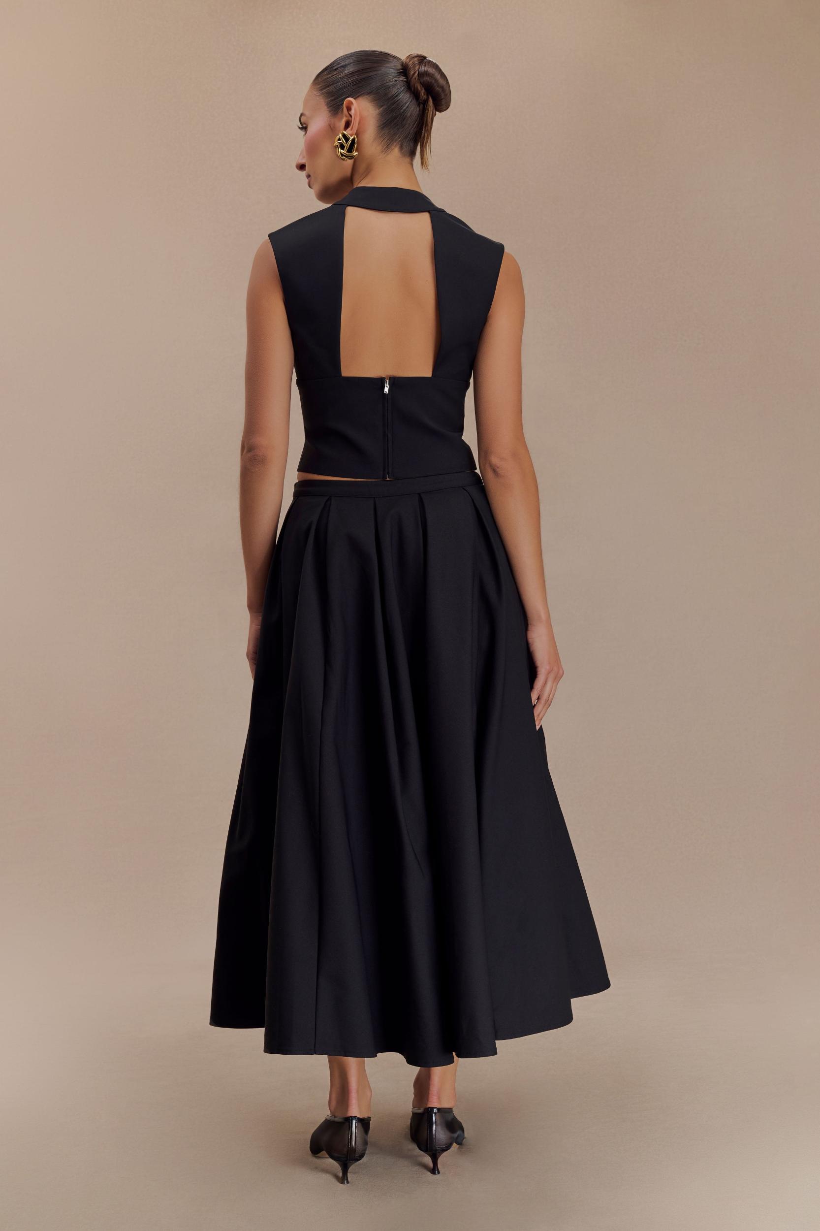 Jemima Cotton Midi Skirt - Black Product Image